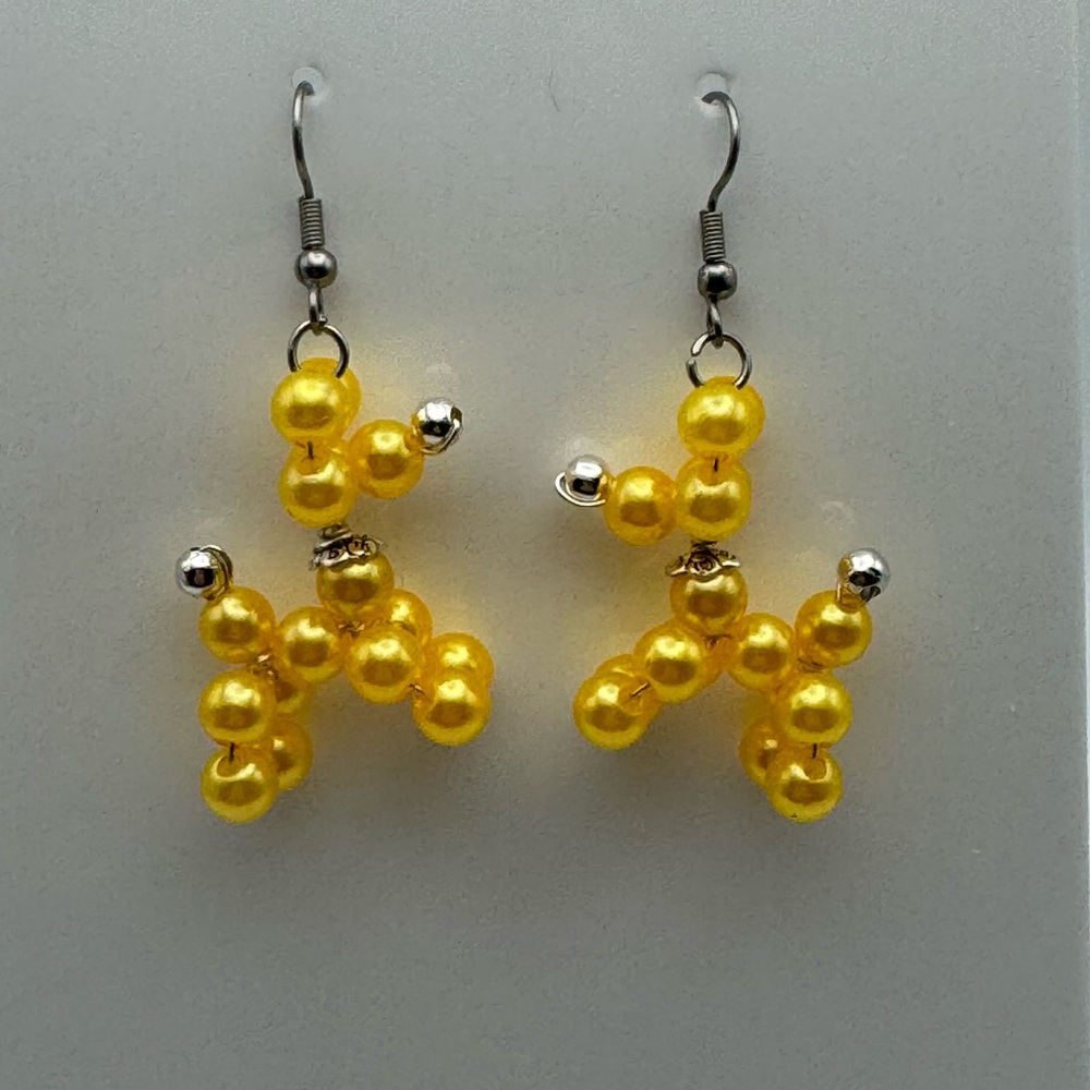 Yellow Balloon Dog Bead Earrings